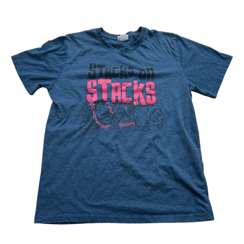 The Flinstones Stacks on Stacks Blue Cotton Blend Graphic T-Shirt